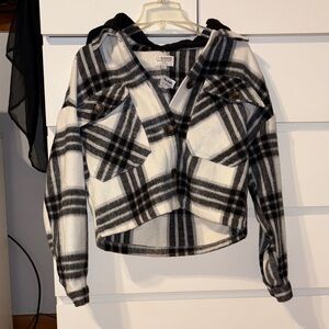 Ci Sono Black and White Plaid Jacket
